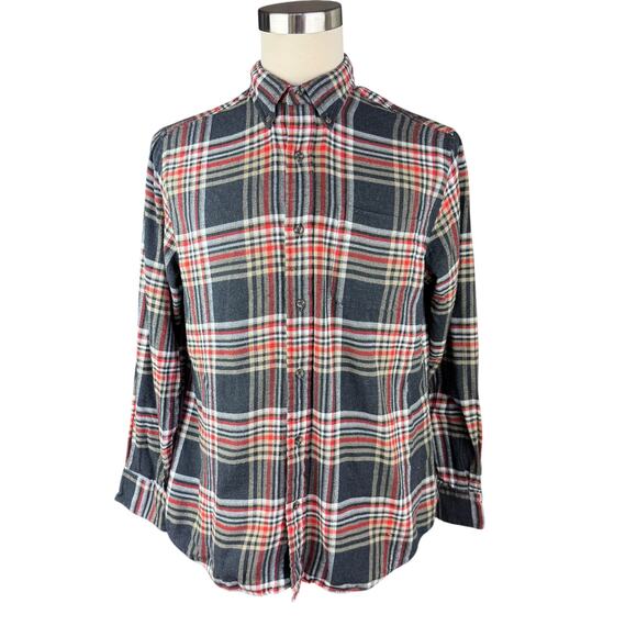 Saddlebred Men L Classic Fit Flannel Shirt, Plaid Button Down Cotton Long Sleeve - Picture 1 of 10